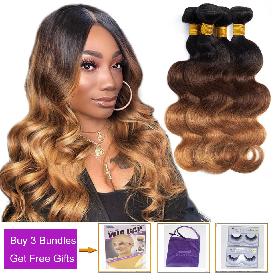 T1B/4/30 Ombre Color Hair Body Wave Virgin Hair Bundles